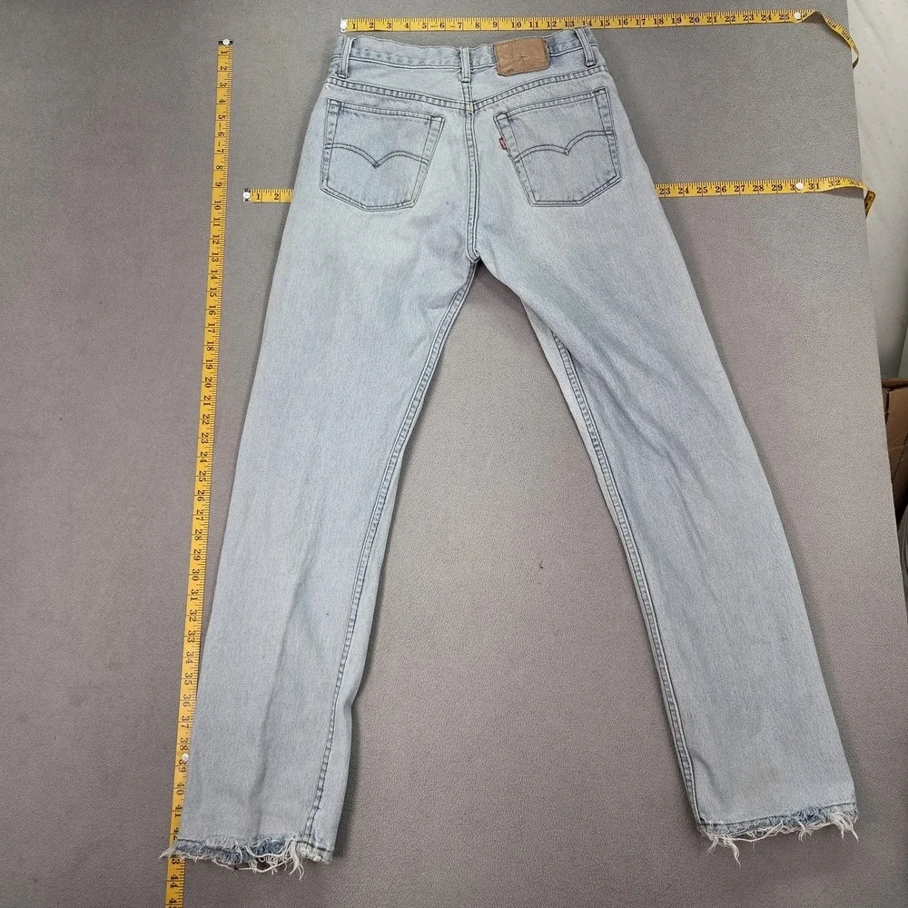 Vintage Levis 501 Jeans Mens‎ Light Wash Button Fly USA Stains 90s Fits 28x31